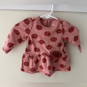 3M-Pink Long Sleeve Baby Shirt with Apple Print